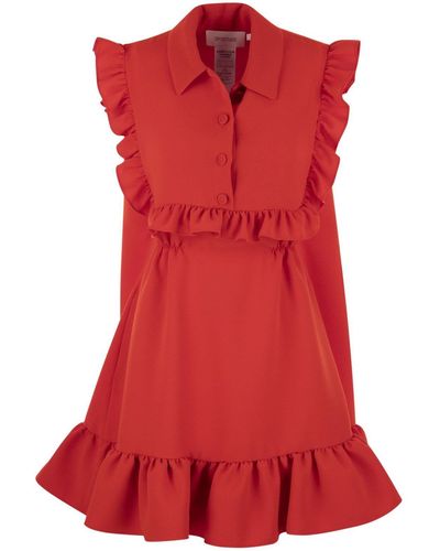 Sportmax Ruffle Detailed Sleeveless Mini Dress - Red