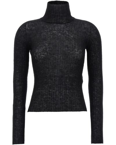 Saint Laurent Mohair Blend Turtleneck Sweater - Black
