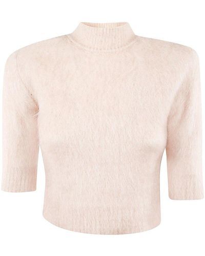 Sportmax High-neck Cropped Sweater - White