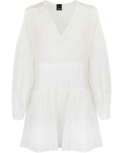 Pinko Muslin Dress With Fringes - White
