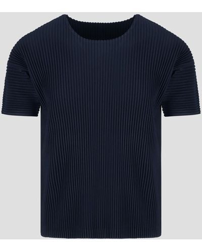 Issey Miyake Basic Pleated T-Shirt - Blue