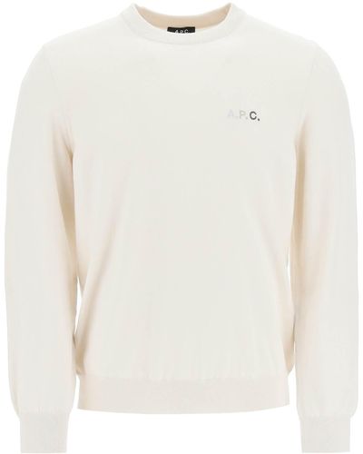 A.P.C. Sylvain Embroidered Logo Cotton Sweater - White