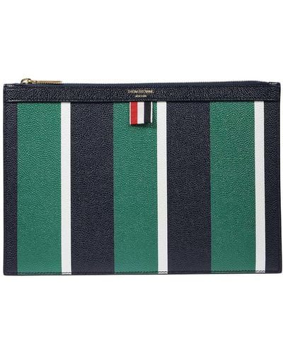 Thom Browne Leather Flat Pouch - Green