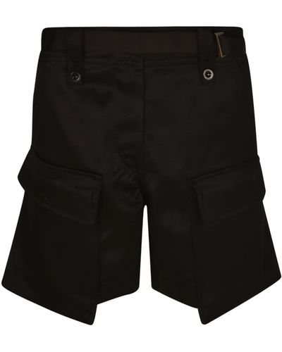 Sacai Front Pocket Belted Shorts - Black