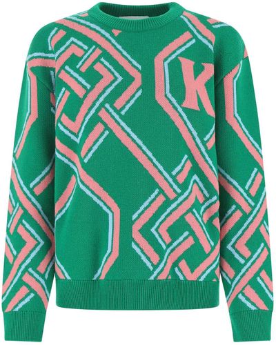 Koche Embroidered Wool Blend Sweater - Green