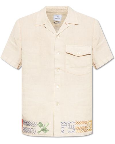 PS by Paul Smith Linen Shirt With Short Sleeves - Natural