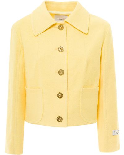 Patou Jacket With Branded Buttons In Cotton Blend Tweed - Yellow