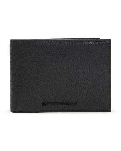 Emporio Armani Leather Wallet With Logo - Black