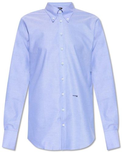 DSquared² Logo-printed Long-sleeved Button-up Shirt - Blue