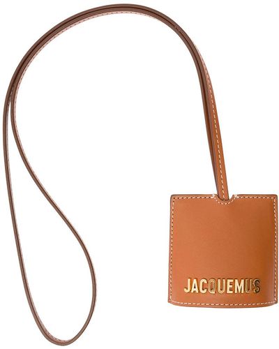Jacquemus Le Porte Cle Bagage Brown Key-chain With Logo Lettering In Smooth Leather - White