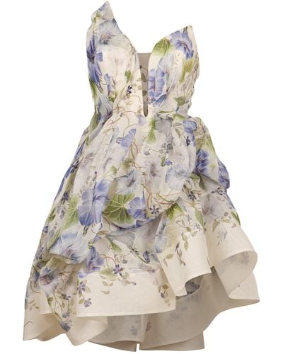 Zimmermann Linen And Silk Dress - Natural