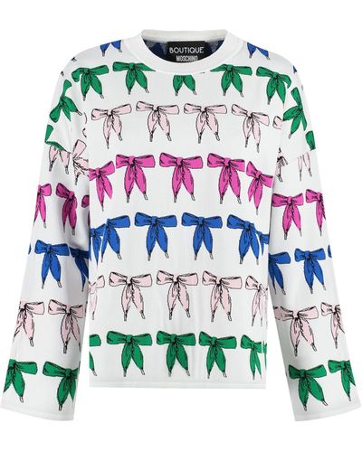 Boutique Moschino Jacquard Crew-Neck Sweater - White