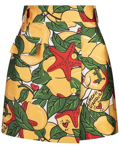 ALESSANDRO ENRIQUEZ Short Skirt With Lemons Print - Yellow