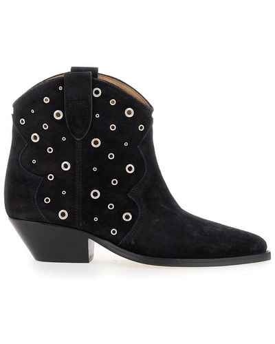 Isabel Marant 'Dewina' Western Ankle Boots With Studs - Black
