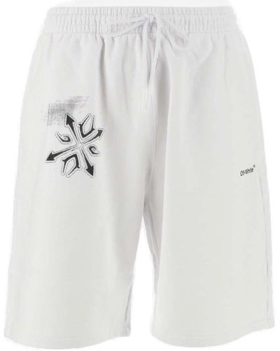 Off-White c/o Virgil Abloh Graphic Printed Sweat Shorts - White