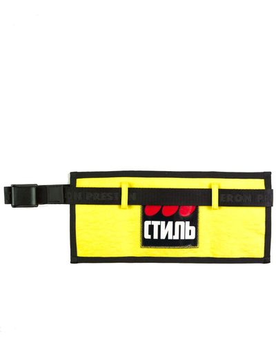 Heron Preston Cyrillic Script Logo Belt Wallet - Yellow