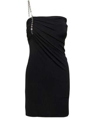 Givenchy Strapless Draped Dress With Chain - Black