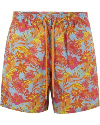 Vilebrequin Tahiti Flowers Beach Shorts - Orange