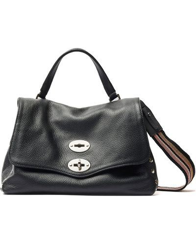 Zanellato Postina Daily Day Leather Bag With Shoulder Strap - Black