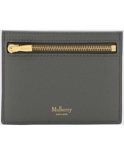 Mulberry Gray Leather Cardholder - Metallic
