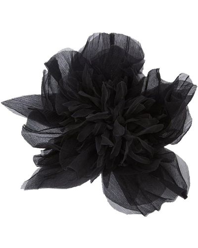 Max Mara Floral Patterned Logo Patch Brooch - Black