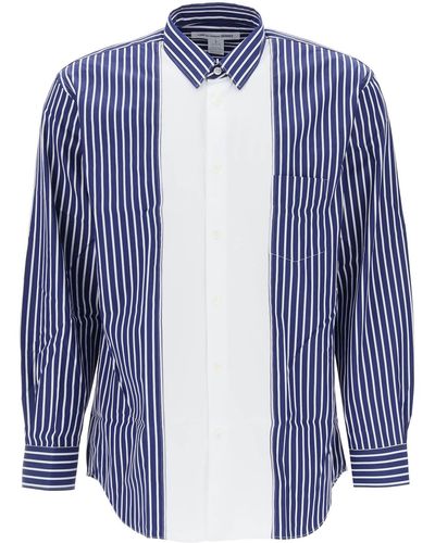 Comme des Garçons Striped Cotton Shirt - Blue