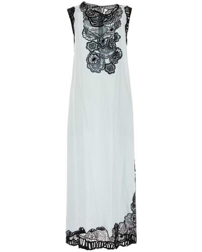 Jil Sander Floral-Lace Sleeveless Midi Dress - White