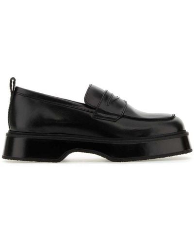 Ami Paris Squared-Toe Loafers Flat Shoes - Black