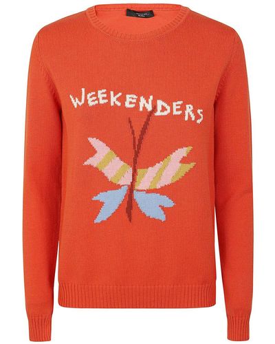 Weekend by Maxmara Crewneck Long-sleeved Sweater - Orange