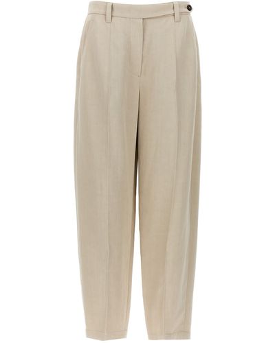 Pantalon Brunello Cucinelli Femme MPB95P8332_C6901 Anthracite/beige NEUF