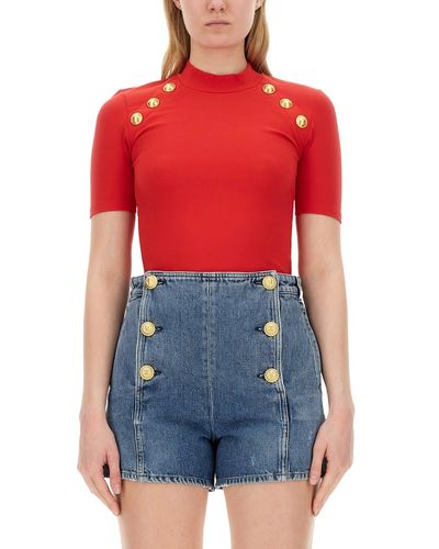 Balmain Slim Fit T-Shirt - Red