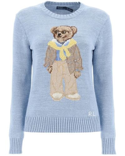 Polo Ralph Lauren Bear-knit Regular-fit Cotton Sweater - Blue