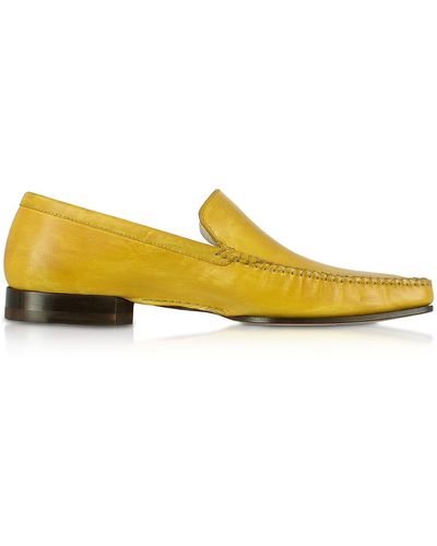 Pakerson Italian Handmade Leather Loafer Shoes - Yellow