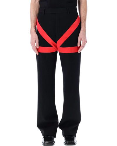 Ferragamo Tailored Trousers With Inlays - Black