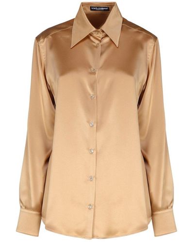 Dolce & Gabbana Buttoned Satin Shirt - Natural