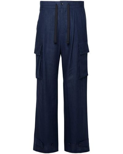 Dolce & Gabbana Linen Cargo Trousers - Blue