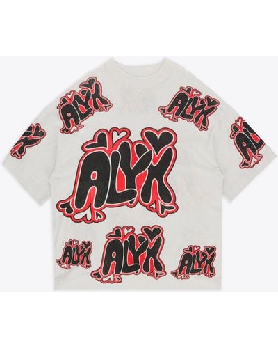 1017 ALYX 9SM Oversize Needle Punch Graphic Tee Off White Distressed Jersey T-shirt With Logo Pattern - Oversize Needle Punch Graphic Tee