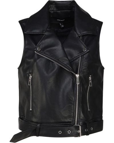 Vero Moda Biker Style Eco-Leather Vest - Black