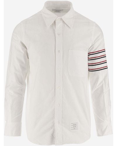 Thom Browne 4 Bar Tricolor Cotton Shirt - White