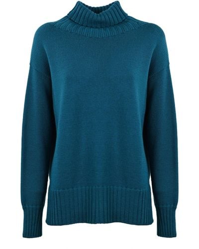 Drumohr High Neck Sweater - Blue