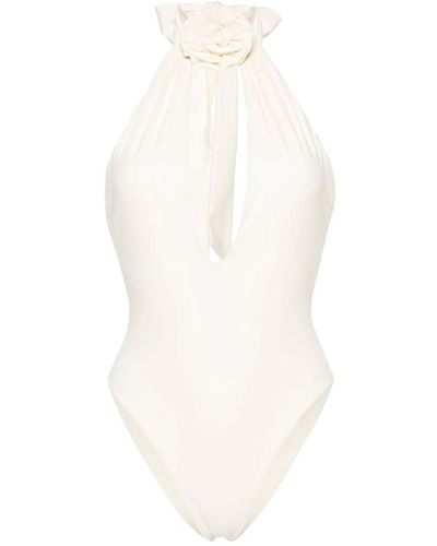 Magda Butrym Floral-appliqué Swimsuit - White