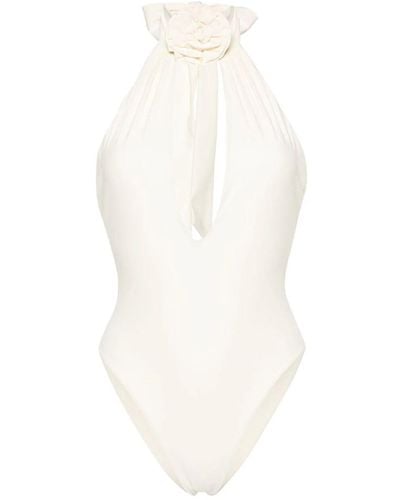 Magda Butrym Floral-appliqué Swimsuit - White