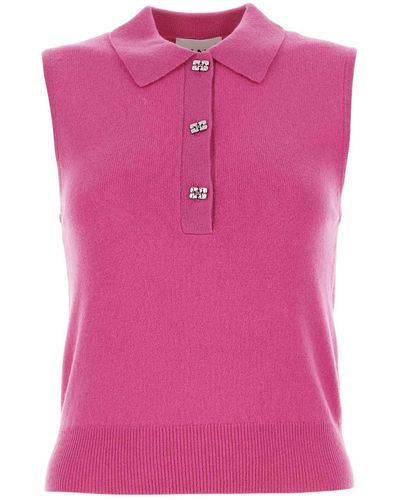 Ganni Fuchsia Wool Blend Vest - Pink