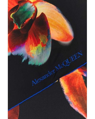 Alexander McQueen Printed Silk Foulard - Orange