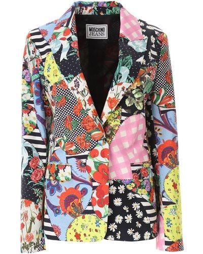 Moschino Jeans Patchwork-Printed Tailored Blazer - Multicolour