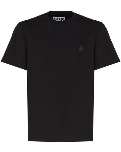 Golden Goose Star Collection Black T-shirt With Tone-on-tone Star