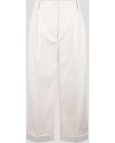 Maison Kitsuné Double Pleats Cropped Trousers - White