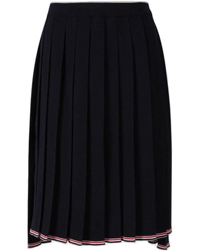 Thom Browne Midi Pleated Skirt - Black