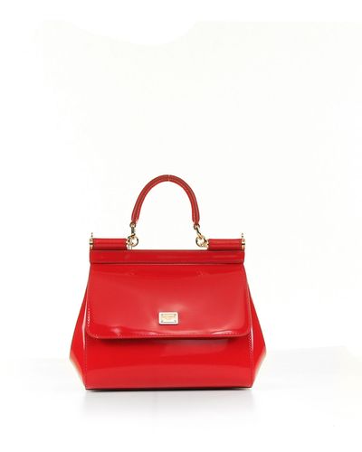 Dolce & Gabbana Small Sicily Bag In Patent Leather - Red