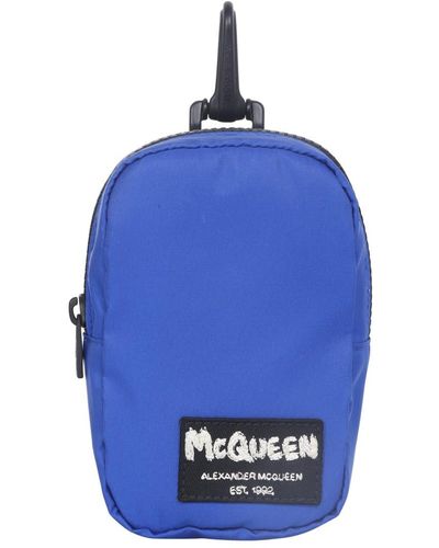 Alexander McQueen Tag Mini Headphone Pouch - Blue